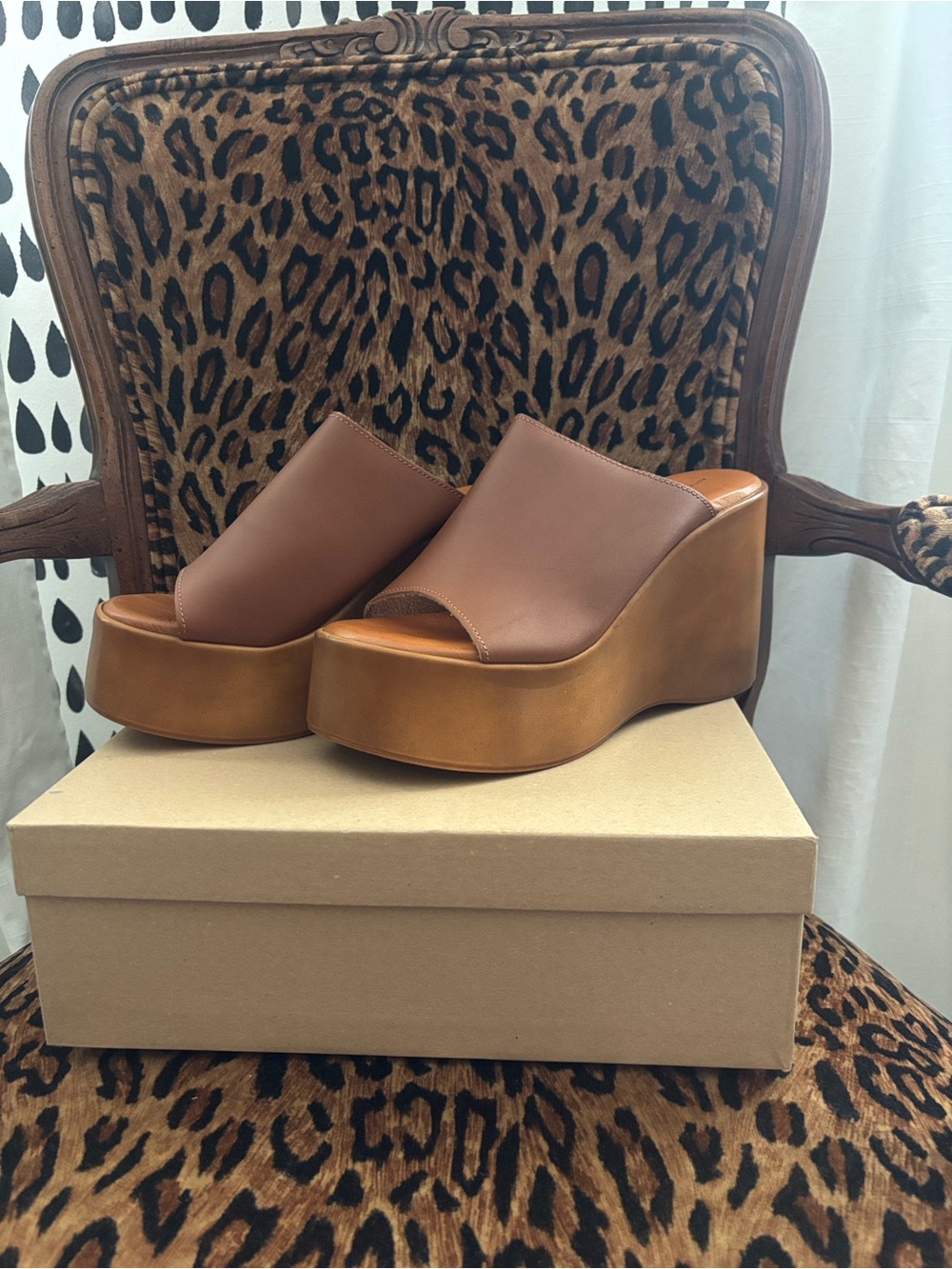 Anthropologie Leather Platform Wedge